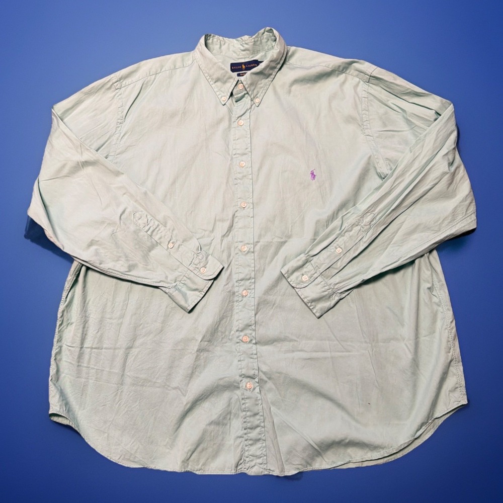 Polo Ralph Lauren Men's 3XB Mint Green Classic Fit Beach Twill Button Down Shirt